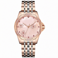 Montre mécanique automatique pour femme, analogique, ton or rose, acier inoxydable, bracelet 18 mm, cristal saphir, cadran 35 mm, 5 bars
