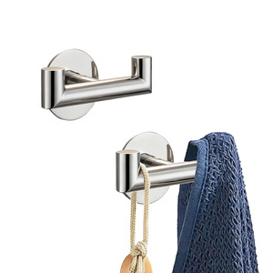 Gancho Doble para Bata Saint Ruijia, Acero Inoxidable 304 Cepillado, Montaje en Pared sin Perforaciones - Product Image 1
