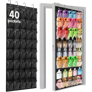 Over The Door Shoe Organizer 40 Pockets Clear PVC Hanging Storage For Closet Bathroom Multifunctional Foldable Lightweight - Product Image 1
