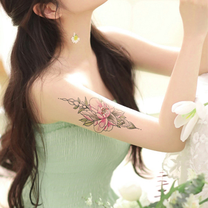 Autocollant de tatouage temporaire personnalisé à petite fleur noire Croquis de corps minimaliste pour femmes pour filles Matériel en papier - Product Image 2