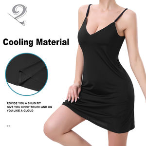 S02 kamisol panjang wanita, gaun malam kerah V koleksi pakaian rumah - Product Image 3