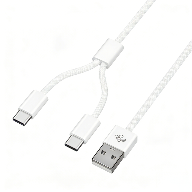 Wholesale Multi-function Fast Charging Durable Nylon Braided USB-A to Type-C/8Pin 2-in-1 Data Cable for Mobile Phone