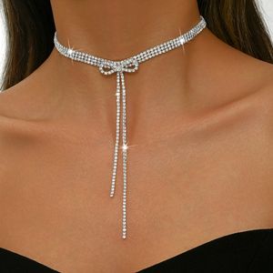 Collier de mode avec nœud, diamant et pompon, chaîne de clavicule - Product Image 1