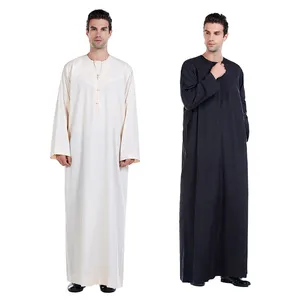 Nueva llegada ropa árabe manga larga hombres Thawb Jubba Thobe Jalab musulmán vestido Dubai Abaya islámico hombres Thobes
