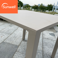 Table à café de jardin moderne en aluminium pour l'extérieur, table à manger carrée, prix fabricant, vente en gros