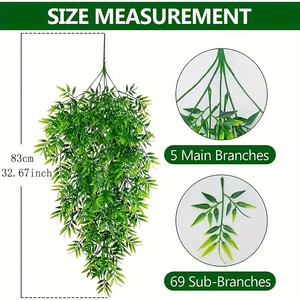 Guirnaldas de Bambú Artificiales, Plantas Colgantes de Plástico Verde para Decoración Interior y Exterior, Ramo de 30cm-100cm, Simulación de Moldeo por Inyección - Product Image 2