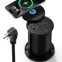 BAYU BY213 – Bloc multiprise de bureau noir avec chargeur sans fil intégré, station de charge rapide USB-C 20W, encastrable pour table (maison/bureau)