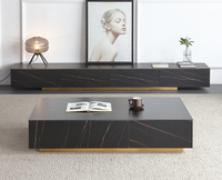 Ensemble de meubles de luxe nordiques, meuble TV et table basse, design avec grand rangement, support TV