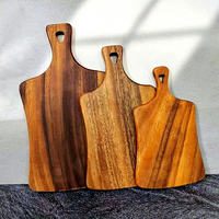 Planche à découper en bois d'acacia écologique de forme irrégulière avec poignée, facile à nettoyer, anti-odeur et anti-moisissure, épaisseur 1,5 cm