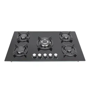 Supplier Fashion Attractive Design Indoor Table Top Kitchen Tempered Glass Five Burner Gas Stove