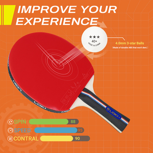 Loki PingPong Source Factory Ensemble de raquettes de tennis de table en bois pur à haut contrôle avec 3 balles de <span class=keywords><strong>ping</strong></span>-<span class=keywords><strong>pong</strong></span> et un filet - Product Image 3