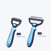 Peigne à tricoter double face en acier inoxydable et plastique pour animaux de compagnie, avec poils longs et fonctions de démêlage, vente en gros