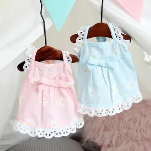 Vestito Estivo da Principessa per Animali Domestici, Gonna in Pizzo per Cani con Fiocco, Ricamo Floreale, Abito a Bretelle per Gatti e Cuccioli, Taglie Piccole e Medie - Product Image 1