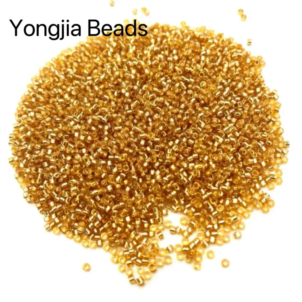 YJ Venda Direta Da Fábrica 450 G/Bag Golden Round Beads De Semente De Vidro Para Jóias DIY Fazendo Mini Beads