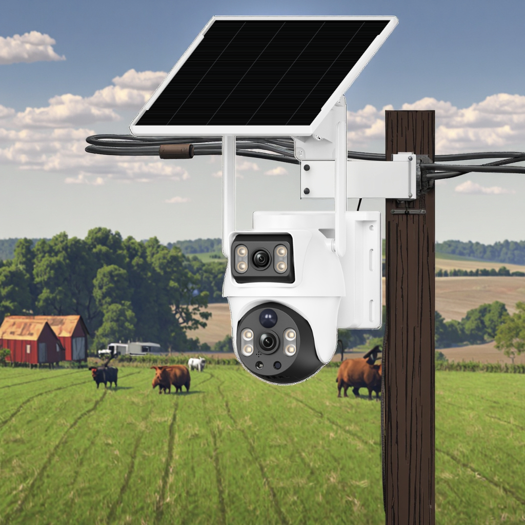 New Arrival BP9 Solar IP Security Camera Double Lens 4G SIM Card PIR Humanoid Detection Wide Night Vision Memory Card Cloud