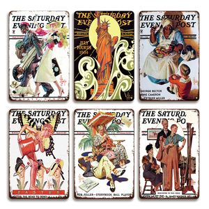 Targa in Metallo Classica del Saturday Evening Post Copertine di Riviste Americane Vintage Decorazione da Parete da Collezione - Product Image 1