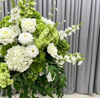 Arrangements de fleurs artificielles en soie pour centres de table de mariage et de Noël, fleurs blanches et vertes, faites à la main, aspect naturel, toucher réaliste