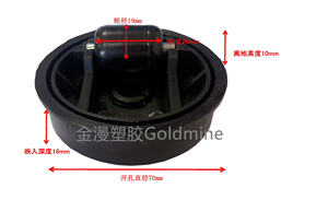 Roulette à couvercle rond en plastique de 48mm de diamètre de trou, demi-roulette de meubles cachée avec mini roue de 17mm - Product Image 5