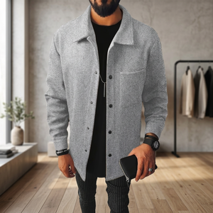 Chaqueta Bomber Casual de Negocios para Hombre, Estilo Europeo Americano, Novedad Transfronteriza 2025, Color Sólido, Streetwear de Otoño, con Forro Largo de Pelo de Conejo en la Parte Delantera - Product Image 3