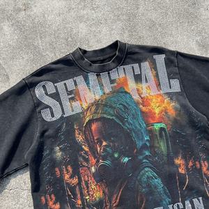 Camiseta de Lujo de Felpa Francesa de Alto Gramaje con Estampado de Diamantes de Imitación, Fabricante de Camisetas con Hombros Caídos y Diseño Gráfico Oversize Lavado - Product Image 3