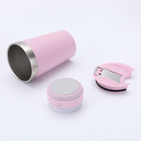 Cangkir musik isi ulang USB 20oz, Tumbler vakum Bluetooth Cerdas, cangkir bir gigi biru baja tahan karat dengan Speaker
