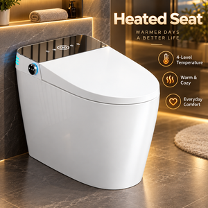Toilette intelligente de luxe avec ouverture automatique du couvercle, siège chauffant, sécheur d'air, lumière nocturne LED, bidet intelligent pour la maison - Product Image 4
