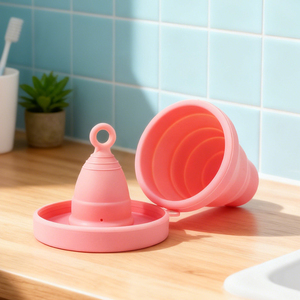 Esterilizador de Copas Menstruales Reutilizables de Silicona de Grado Médico Ecológico al por Mayor OEM y Estuche Plegable para Almacenamiento, Apto para <span class=keywords><strong>Microondas</strong></span> - Product Image 1