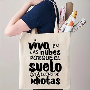 <span class=keywords><strong>Bolsa</strong></span> <span class=keywords><strong>de</strong></span> lona con cita en español, estampado <span class=keywords><strong>de</strong></span> "Vivo En Las Nubes", <span class=keywords><strong>bolsa</strong></span> <span class=keywords><strong>de</strong></span> hombro sarcástica y humorística - Product Image 4