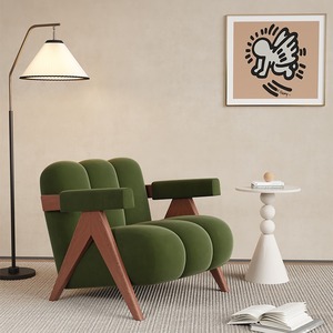 Fauteuil simple moderne en bois massif et laine <span class=keywords><strong>de</strong></span> mouton pour hôpital, centre commercial, école, hôtel, salle d'attente commerciale – <span class=keywords><strong>Chaise</strong></span> écologique - Product Image 1