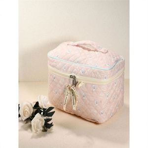 Large Capacity Portable Cosmetics <b>Storage</b> Bag Eco-Friendly Cotton <b>Makeup</b> Bag with Fashionable Zipper Closure Cute New Ins Design - Product Image 2