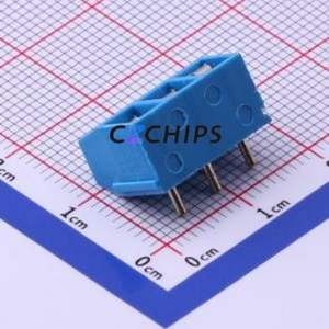 XY301R-A-5.0-3P Screw Terminal Block Bent Lead Through Hole,P=5mm Connector ( Construction: 1x3P )( Pitch: 5mm )( Color: Blue ) - Product Image 2