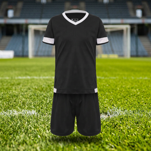 Ensemble de maillots de football personnalisés unisexes pour adultes, respirants, à manches courtes, col en V, haute qualité, écologiques, 100% polyester - Product Image 3