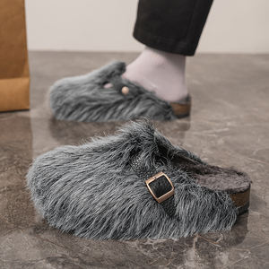 नई फैशन डिजाइन महिलाओं को फ्फी क्लोज 36-45 बकल स्लिप-ऑन चिक सर्दियों के फर खच्ची जूते कोरियन ब्रांड कस्टम लोगो लड़कियों सैंडल - Product Image 2