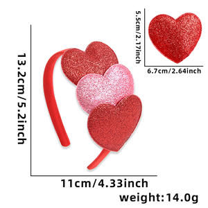 ที่คาดผมรูปหัวใจวันวาเลนไทน์พร้อมกิ๊บติดผมรูปหัวใจสีชมพูระยิบระยับสำหรับงานแต่งงานและงานเฉลิมฉลอง - Product Image 6