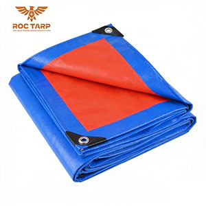 <span class=keywords><strong>Bâche</strong></span> en polyéthylène tissée bleue et orange, enduite PE, anti-UV, imperméable, légère, pour extérieur - Product Image 1