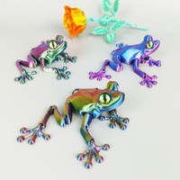 Ornements imprimés 3D écologiques en forme de grenouille pour décoration de bureau, de chambre, de Noël et de remise de diplôme
