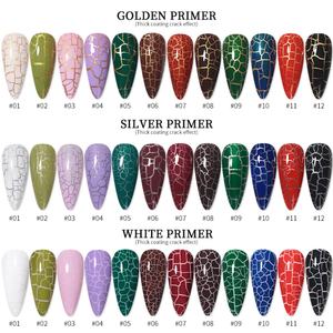 JTING Fashion Vernis à ongles gel effet craquelé à couche épaisse avec base blanche et effet primer argenté et doré - Product Image 3
