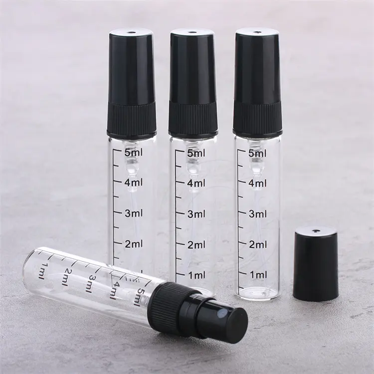 Flacon de parfum en verre transparent de 2ml 3ml 5ml 10ml avec échelle Flacon pulvérisateur d'atomiseur Flacons de test d'échantillon