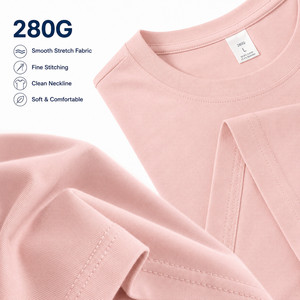 Custom Logo 280G Heavyweight Men's Cooling Cotton <b>T</b>-<b>Shirt</b> 10% Spandex 4-Way Stretch Premium Blank Tee Wholesale S-<b>6XL</b> Coral - Product Image 4
