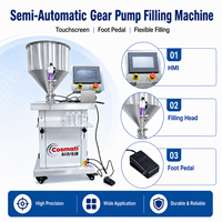 Machine de remplissage semi-automatique à pompe à engrenages avec écran tactile HMI, remplisseur de liquides haute précision à servomoteur pour cosmétiques et soins de la peau