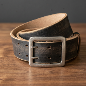 Ceinture en cuir véritable vintage pour homme avec boucle à ardillon en acier, écologique, imperméable, en cuir de vachette, robuste, de haute qualité, personnalisable OEM - Product Image 1