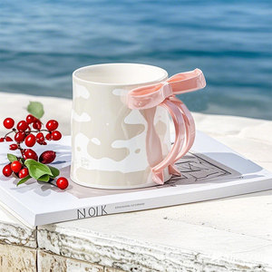 Scandinavian Ins Bow Handle Cerâmica Criativo Beber Xícara De Café Bonito Estudantes Café Café Leite Cup - Product Image 3