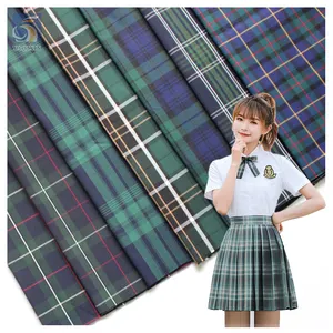 Cheap 60% Polyester 40% Cotton Blend Fabric Suit Shirts Uniforms Yarn Dyed Stripes Fabric Woven Gingham Check Fabric.
