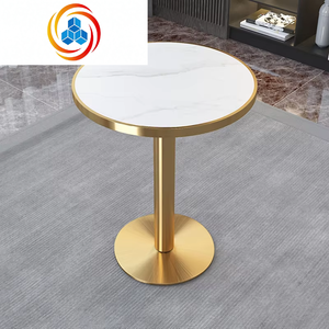 Mesa de Restaurante Moderna con Cubierta de Mármol Blanco y Negro Dorado, Base de Acero Inoxidable, Uso Comercial Duradero para Hoteles y Bistrós, Garantía de 5 Años - Product Image 3