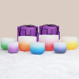 Ensemble de bols chantants en cristal de quartz coloré dégradé, 6-12 pouces, prix d'usine en gros, fabrication artisanale, ensemble chinois - Product Image 4