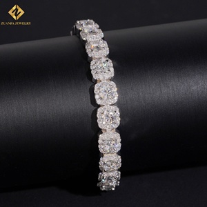 ZUANFA 925 Sterling Silver Cushion Square Halo Moissanite Tennis Bracelet VVS DEF Lab Grown Moissan <b>Iced</b> <b>Out</b> Sugar Cube Bracelet - Product Image 5