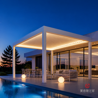 MEIXIN ORLANDO Villa de luxe moderne, pergola bioclimatique motorisée en aluminium avec verre trempé, alimentée à l'énergie solaire, à lames orientables