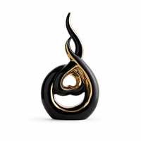 Sculpture de cœur en céramique noire et dorée, décoration de table abstraite moderne pour salon, anniversaire et Saint-Valentin