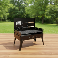 Barbecue pliant portable moderne de luxe en acier avec placage chromé et sécurité anti-flamme pour le camping en plein air