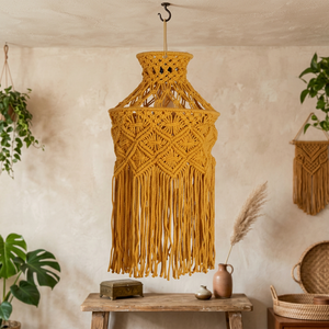 Basantpriya Bohemian Macrame Eco-Friendly Handmade Cotton Ceiling Mount <b>Lampshade</b> Tassel Pendant Light Cover <b>for</b> <b>Bedroom</b> Living - Product Image 2